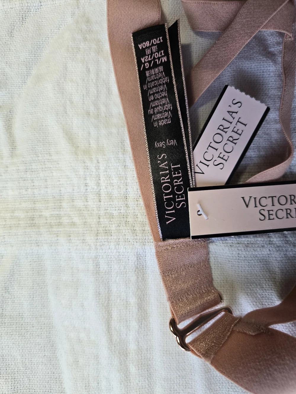 Victoria's Secret Blush Pink Satin Studded Garter Harness